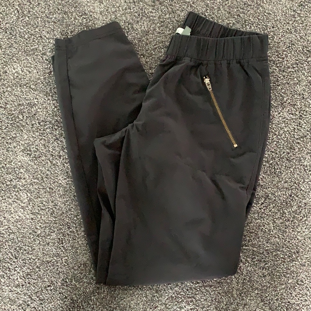 Athleta Black Track Pants with Gold Zipper